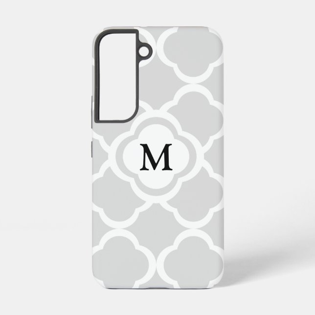 Funda Para Samsung Galaxy Monograma Gris Elegante (Reverso )