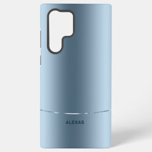 Funda Para Samsung Galaxy S22 Ultra Monograma mínimo de fondo azul metálico