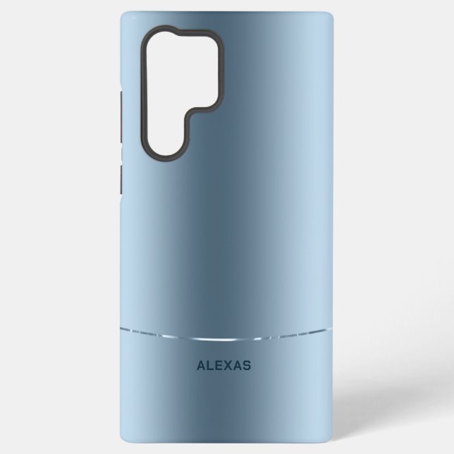 Funda Para Samsung Galaxy Monograma mínimo de fondo azul metálico (Reverso )