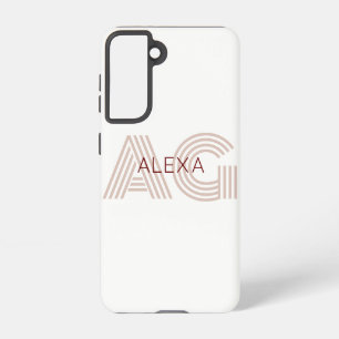 Funda Para Samsung Galaxy S21 Monograma moderno de beige y vino