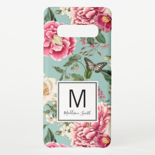 Funda Para Samsung Galaxy S10+ Monograma moderno de patrón floral vintage