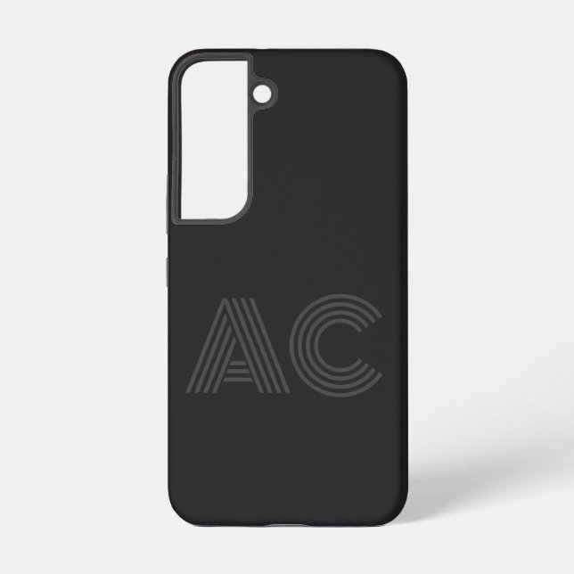 Funda Para Samsung Galaxy Monograma moderno negro y gris (Reverso )