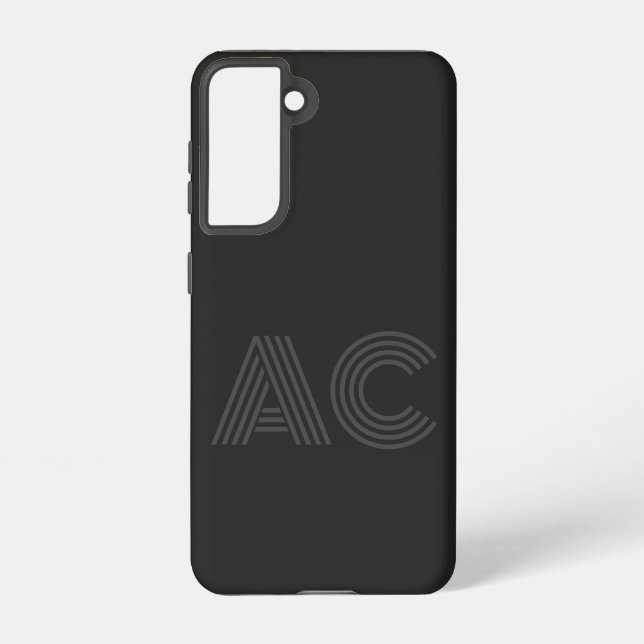 Funda Para Samsung Galaxy Monograma moderno negro y gris (Reverso )