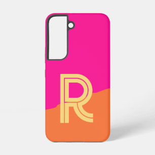 Funda Para Samsung Galaxy S22 Monograma Moderno Rosa Naranja