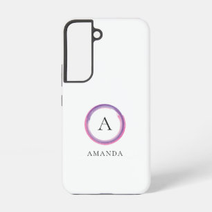 Funda Para Samsung Galaxy S22 Monograma moderno rosa y púrpura