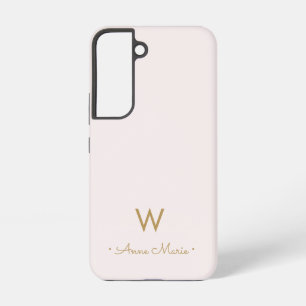 Funda Para Samsung Galaxy S22 Monograma moderno Rubor con guión de oro rosa