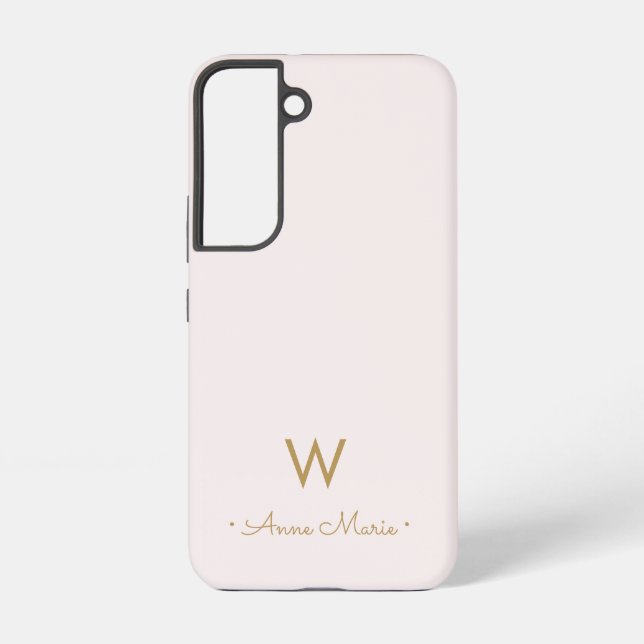 Funda Para Samsung Galaxy Monograma moderno Rubor con guión de oro rosa (Reverso )