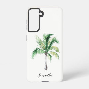 Funda Para Samsung Galaxy S21 Monograma Nombre Palm Tree Coastal Personalizado