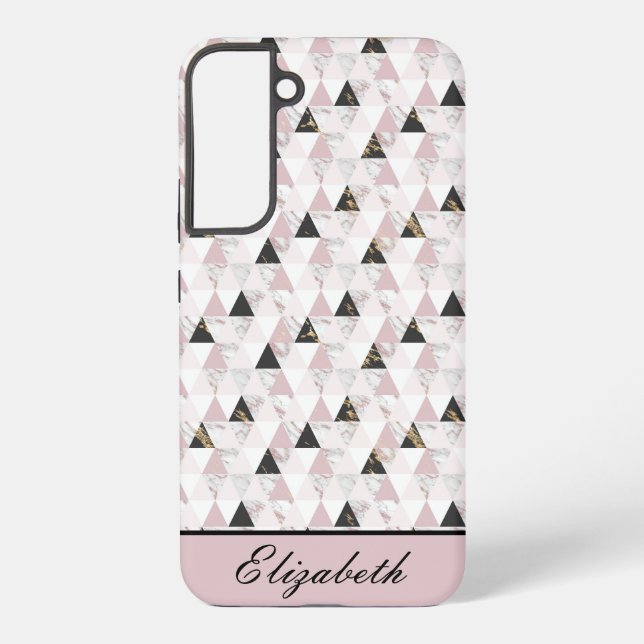 Funda Para Samsung Galaxy Monograma Oro rosa Negro Mármol Blanco Geométrico (Reverso )