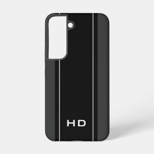 Funda Para Samsung Galaxy S22 Monograma personalizado elegante franja negra