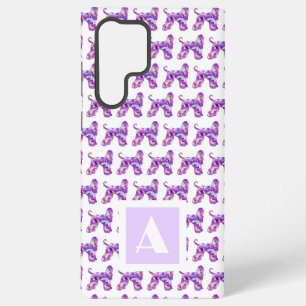 Funda Para Samsung Galaxy S22 Ultra Monograma púrpura de silueta de perro galgo afgano