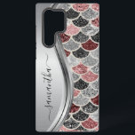 Funda Para Samsung Galaxy S22 Ultra Monograma Purpurina de la escala de sirena Plata r<br><div class="desc">El diseño es una foto y los fundas no están hechos con purpurinas, secuencias, metales o bosques reales. Este diseño también está disponible en otros modelos de teléfono. Elija Tipo de dispositivo para ver otros fundas de iPhone, Samsung Galaxy o Google. Algunos estilos se pueden cambiar seleccionando Estilo si se...</div>