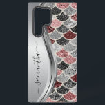 Funda Para Samsung Galaxy S22 Ultra Monograma Purpurina de la escala de sirena Plata r<br><div class="desc">El diseño es una foto y los fundas no están hechos con purpurinas, secuencias, metales o bosques reales. Este diseño también está disponible en otros modelos de teléfono. Elija Tipo de dispositivo para ver otros fundas de iPhone, Samsung Galaxy o Google. Algunos estilos se pueden cambiar seleccionando Estilo si se...</div>