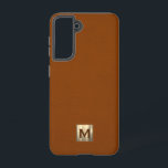 Funda Para Samsung Galaxy S21 Monograma Sable Luxury Gold<br><div class="desc">El sencillo estuche de teléfono monogramado de lujo presenta un diseño moderno con emblema de monograma de oro metálico cepillado sobre fondo texturado de aspecto ante estable.</div>