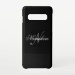Funda Para Samsung Galaxy S10 Monograma único personalizado de nombre blanco y n<br><div class="desc">Diseño de monograma único personalizado en blanco y negro para cualquier persona.</div>