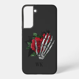 Funda Para Samsung Galaxy S22+ Monograma vintage de rosas rojas góticas