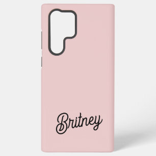 Funda Para Samsung Galaxy S22 Ultra Monograma y nombre modernos en polvo rosa