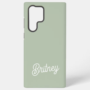 Funda Para Samsung Galaxy S22 Ultra Monograma y nombre personalizados verde sabio mode