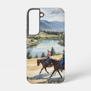Funda Para Samsung Galaxy S22 Montaña Wilderness Lake Horses Riding