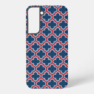Funda Para Samsung Galaxy S22+ Mosaicos marroquíes azules y rojos, Entramado, Cua