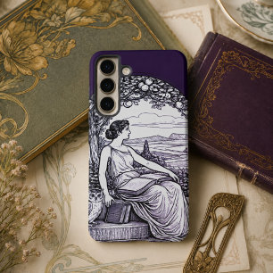 Funda Para Samsung Galaxy S22 Mujer de época Art Nouveau leyendo bajo un árbol