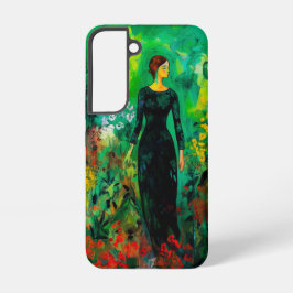 Funda Para Samsung Galaxy S22 Mujer en la hermosa pradera verde