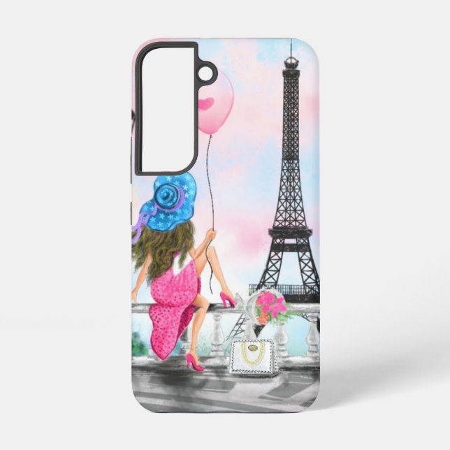 Funda Para Samsung Galaxy Mujer En La Torre Eiffel De París (Reverso )