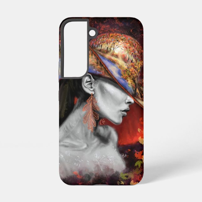 Funda Para Samsung Galaxy Mujer En Otoño (Reverso )