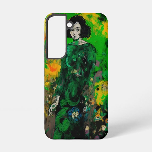 Funda Para Samsung Galaxy mujer en un campo colorido (Reverso )