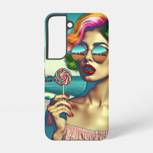 Funda Para Samsung Galaxy S22 Mujer Hermosa del Arte Pop Retro con Piruleta