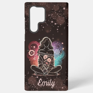 Funda Para Samsung Galaxy S22 Ultra Mujer serena en un sueño floral cósmico