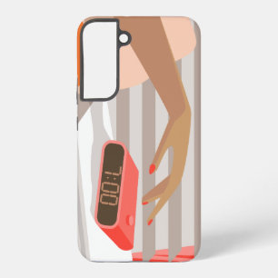 Funda Para Samsung Galaxy S22+ Mujeres presionando con la mano el botón de snooze