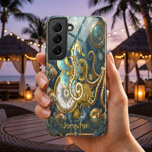 Funda Para Samsung Galaxy S22 Ultra Mundo Subacuático de Caballito de Mar Steampunk