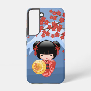 Funda Para Samsung Galaxy S22 Muñeca roja Sakura Kokeshi - Chica cute Geisha