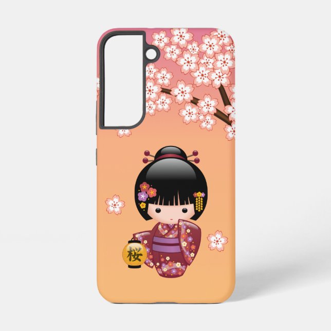 Funda Para Samsung Galaxy Muñeca Sakura Kokeshi - Chica de Geisha en la Enví (Reverso )