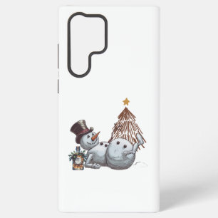 Funda Para Samsung Galaxy S22 Ultra Muñeco de nieve borracho con una botella de whisky