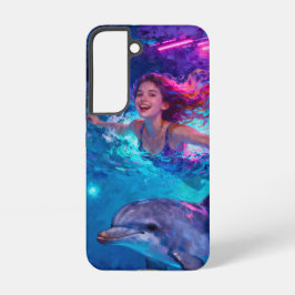 Funda Para Samsung Galaxy S22 Nadar con un delfín