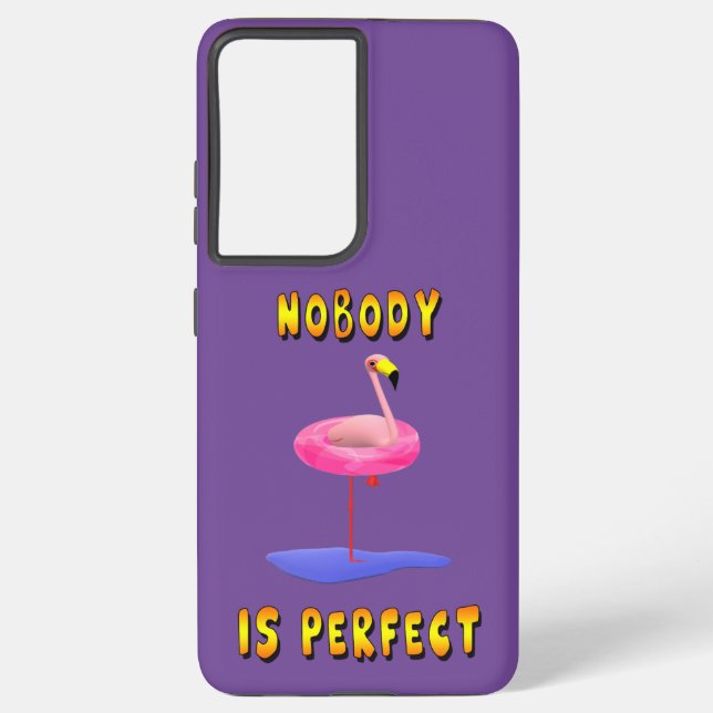 Funda Para Samsung Galaxy Nadie es perfecto - flamingo con anillo de natació (Reverso )