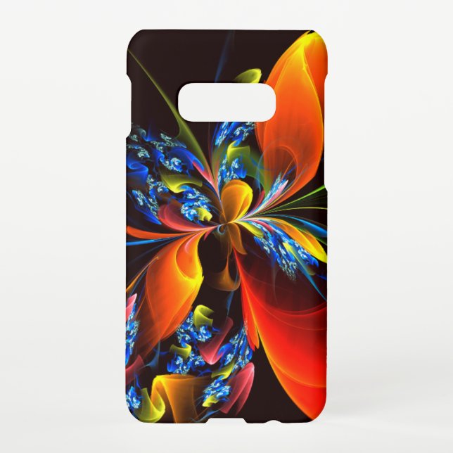 Funda Para Samsung Galaxy Naranja azul Floral Moderno Resumen Patrón de arte (Reverso)