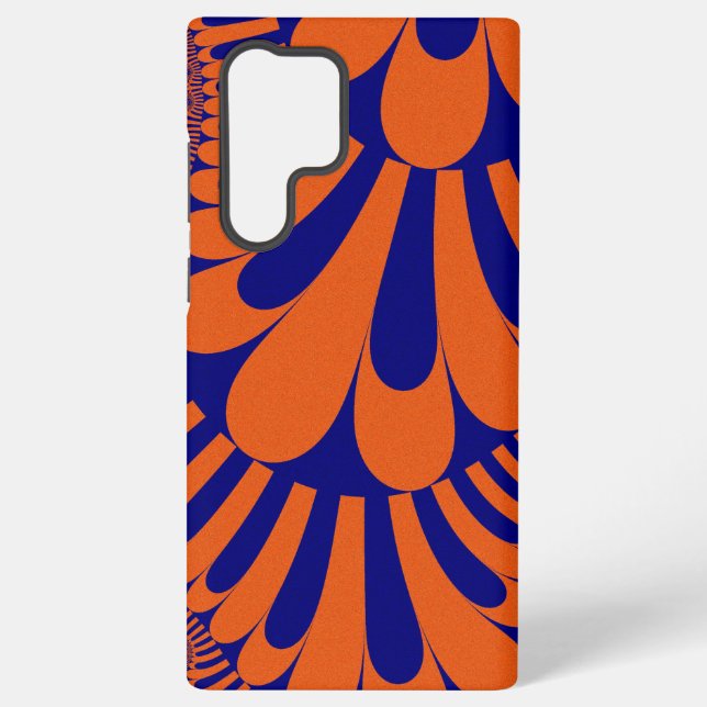Funda Para Samsung Galaxy Naranja colorido y fractal azul (Reverso )