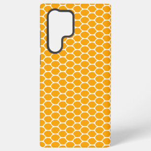 Funda Para Samsung Galaxy S22 Ultra Naranja Dorado Ovalado de Moda Patrón de Panal
