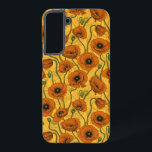 Funda Para Samsung Galaxy S22  Naranja Poppies<br><div class="desc">Flores de amapola,  pintadas a mano en Photoshop,  patrón sin fisuras.</div>