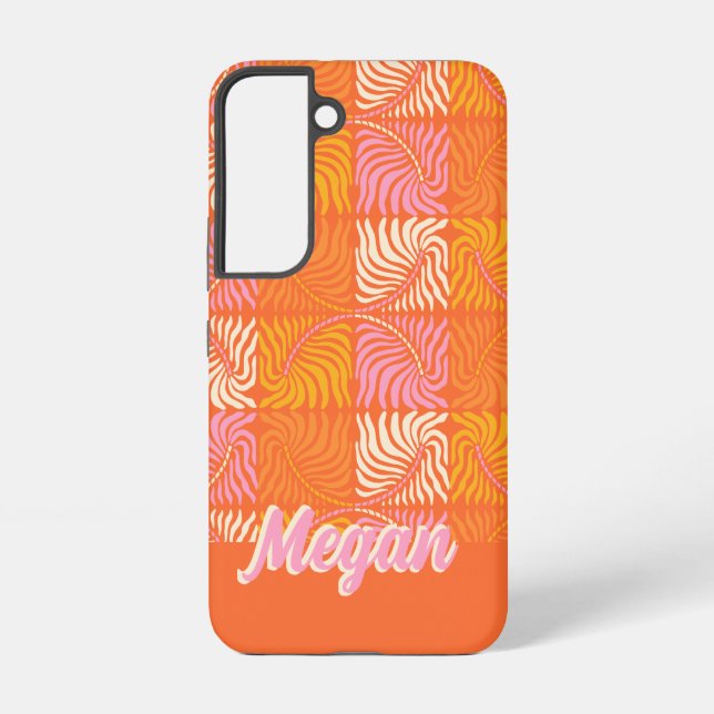 Funda Para Samsung Galaxy Naranja Retro Groovy Psicodélico Personalizado (Reverso )
