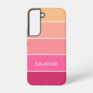 Funda Para Samsung Galaxy S22 naranja rosa Personalizado franjas de bloque de co