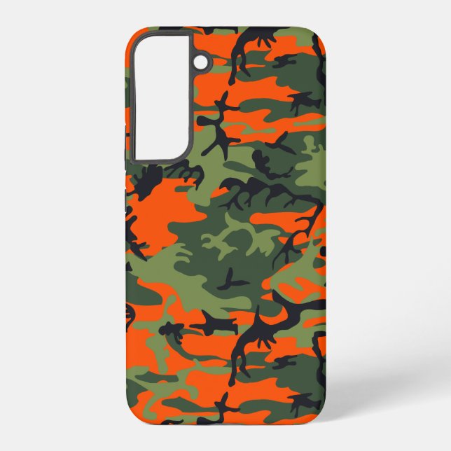 Funda Para Samsung Galaxy Naranja y Camuflaje Verde, Ejército (Reverso )
