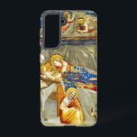 Funda Para Samsung Galaxy S21 Natividad Nacimiento de Jesús<br><div class="desc">Funda Samsung Galaxy con el fresco de Giotto,  The Nativity (c. 1304). La Virgen María sostiene al recién nacido Jesús como ángeles por encima de la regocijo. Los pastores y sus animales rodean el establo. Un regalo conmovedor para Navidades y celebración religiosa.</div>