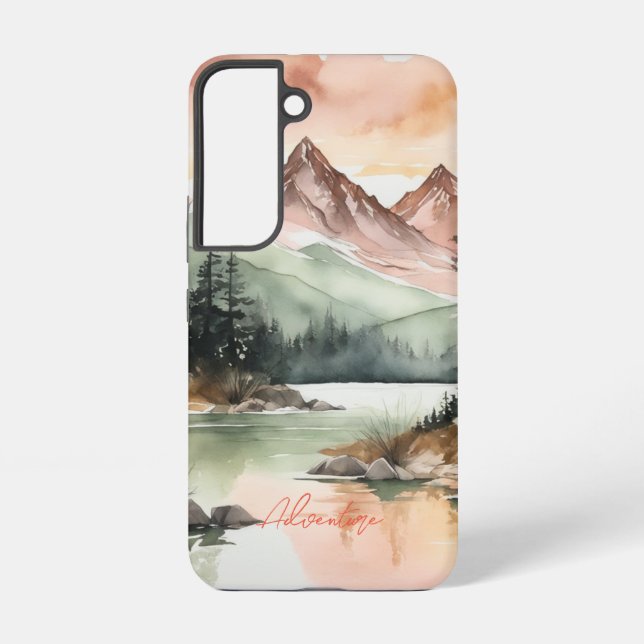 Funda Para Samsung Galaxy Naturaleza de las montañas de los bosques acuático (Reverso )