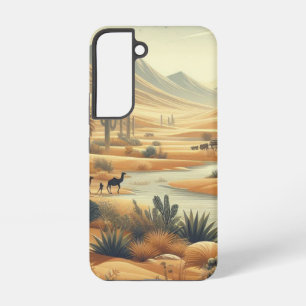 Funda Para Samsung Galaxy S22 Naturaleza desértica con río y cactus