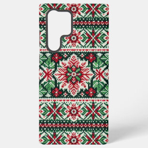 Funda Para Samsung Galaxy S22 Ultra Navidad/Invierno fair isle rojo y verde