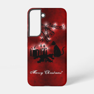 Funda Para Samsung Galaxy S22 Navidades Artdeco con gato negro